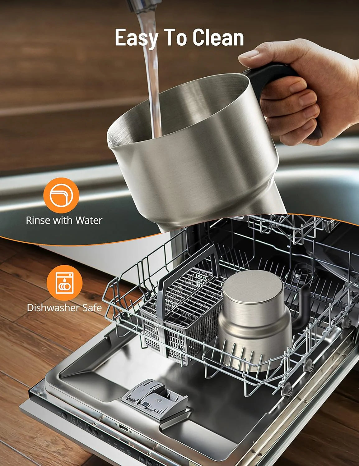 Milk Frother and Steamer, 4 IN 1 Frother for Coffee 16.9OZ, Hot Chocolate Maker, Detachable Milk Warmer, Hot/Cold Foam Maker, Dishwasher Safe, Frother for Coffee, Latte, Cappuccino