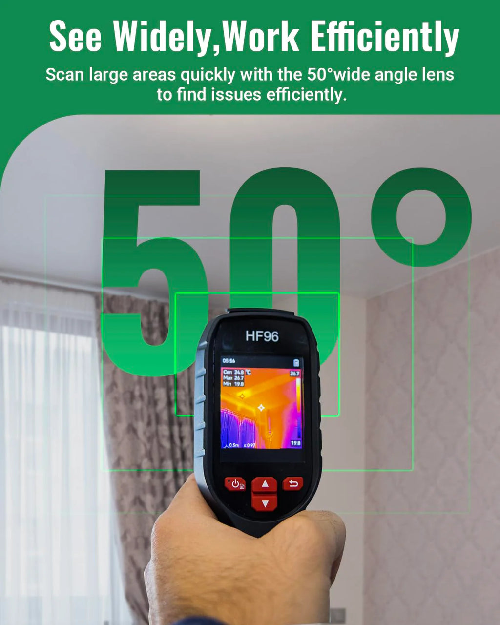 Thermal Camera, Super Resolution 240 x 240, Thermal Imaging Camera with Laser Pointer, 96 x 96 IR Resolution, 25 HZ Infrared Camera,-4°F to 1022°F, 50°FOV, 8h Battery Life Thermal Imager