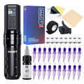 Fold2 Pro Wireless Rotary Pen Machine, Motor by Mcore, 7 Strokes Length, Tattoo Needles Cartridges, Black Ink for Tattoo Aritsts(Black Tattoo Kit)