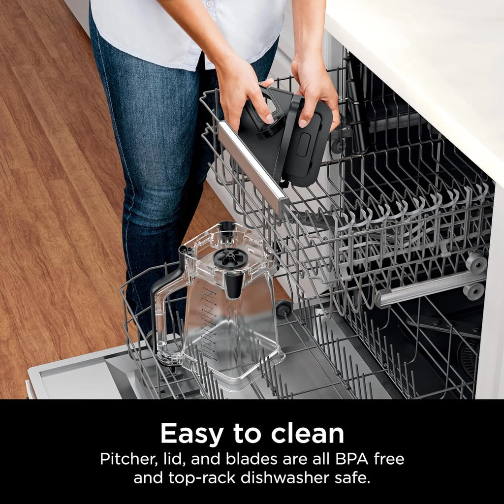 Mega Kitchen System, 1500W, 4 Functions for Smoothies, Processing, Dough, Drinks  More, with 72-oz.* Blender Pitcher, 64-oz. Processor Bowl, (2) 16-oz. To-Go Cups  (2) Lids, Black(Pitcher+Bowl+(2) 18-oz. Cups)