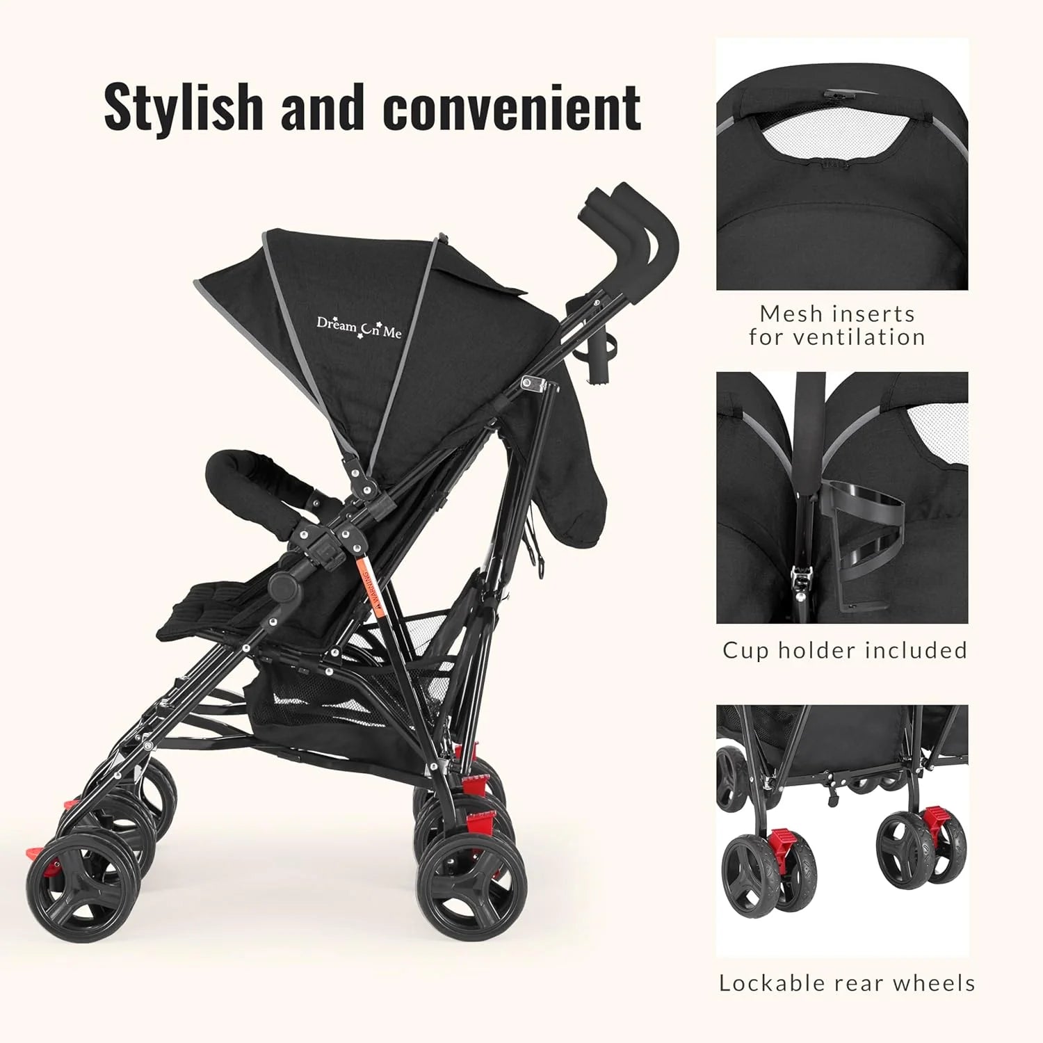 Twin Umbrella Stroller in Black, Lightweight Double Stroller for Infant  Toddler, Compact Easy Fold, Large Storage Basket, Large and Adjustable Canopy(Black)