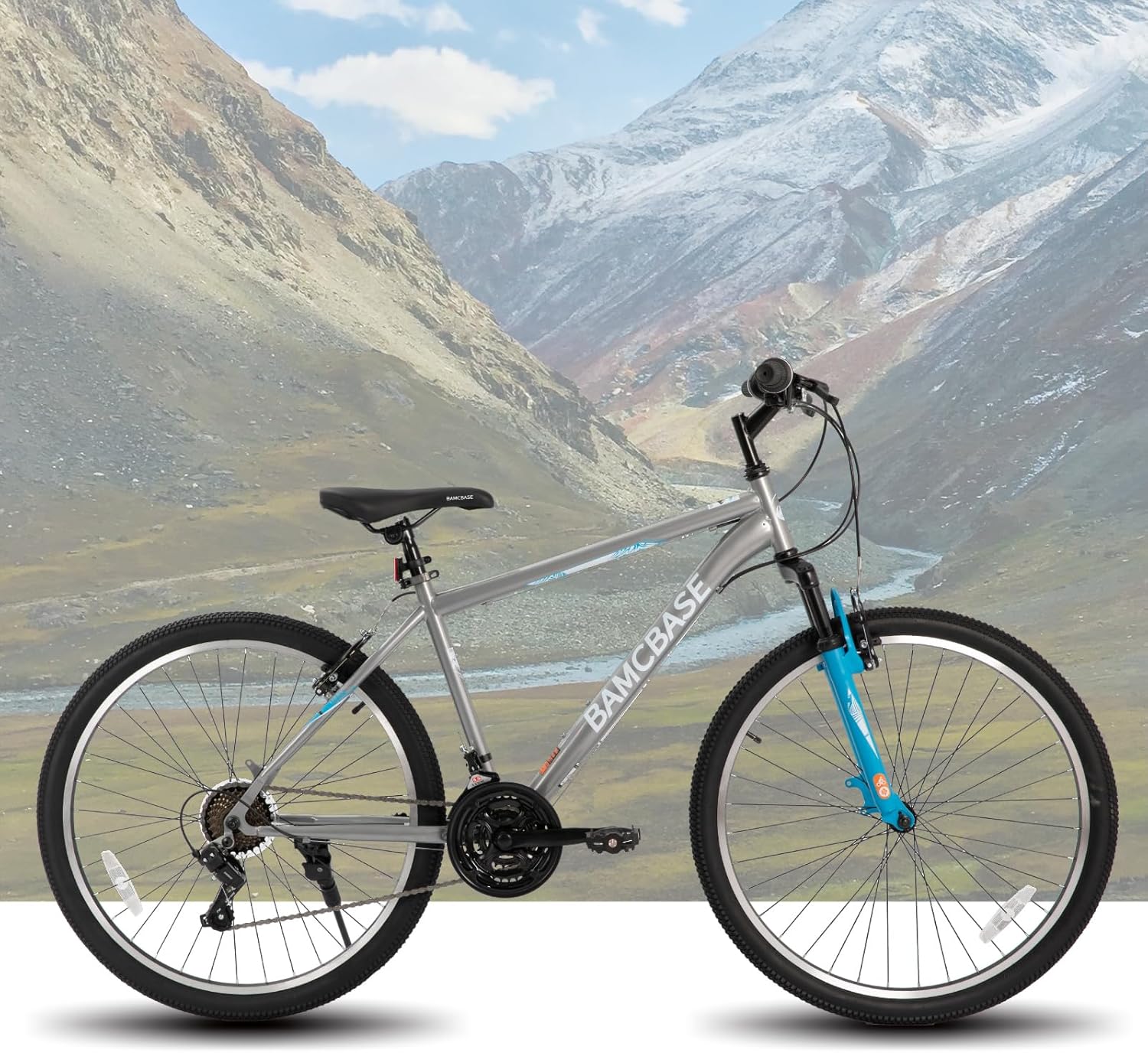 26/27.5 Inch Mountain Bike, Mens Womens MTB with 21 Speeds, High-Tensile Steel Frame, V Brake, Hardtail Bicycle for Adults(Gray/26 inch)