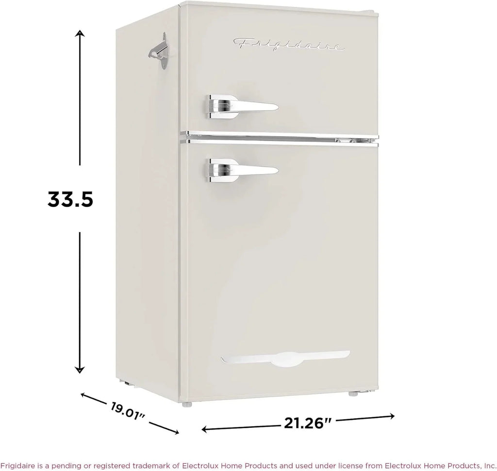 Frigidaire Retro Mini Fridge with Freezer  Side Bottle Opener-Small 2 Door Refrigerator for Office Bar or College Dorm Room-3.1 Cu Ft – 19”"D x 20.5" W x 33.5" H(Red/Double Door/Refrigerator)