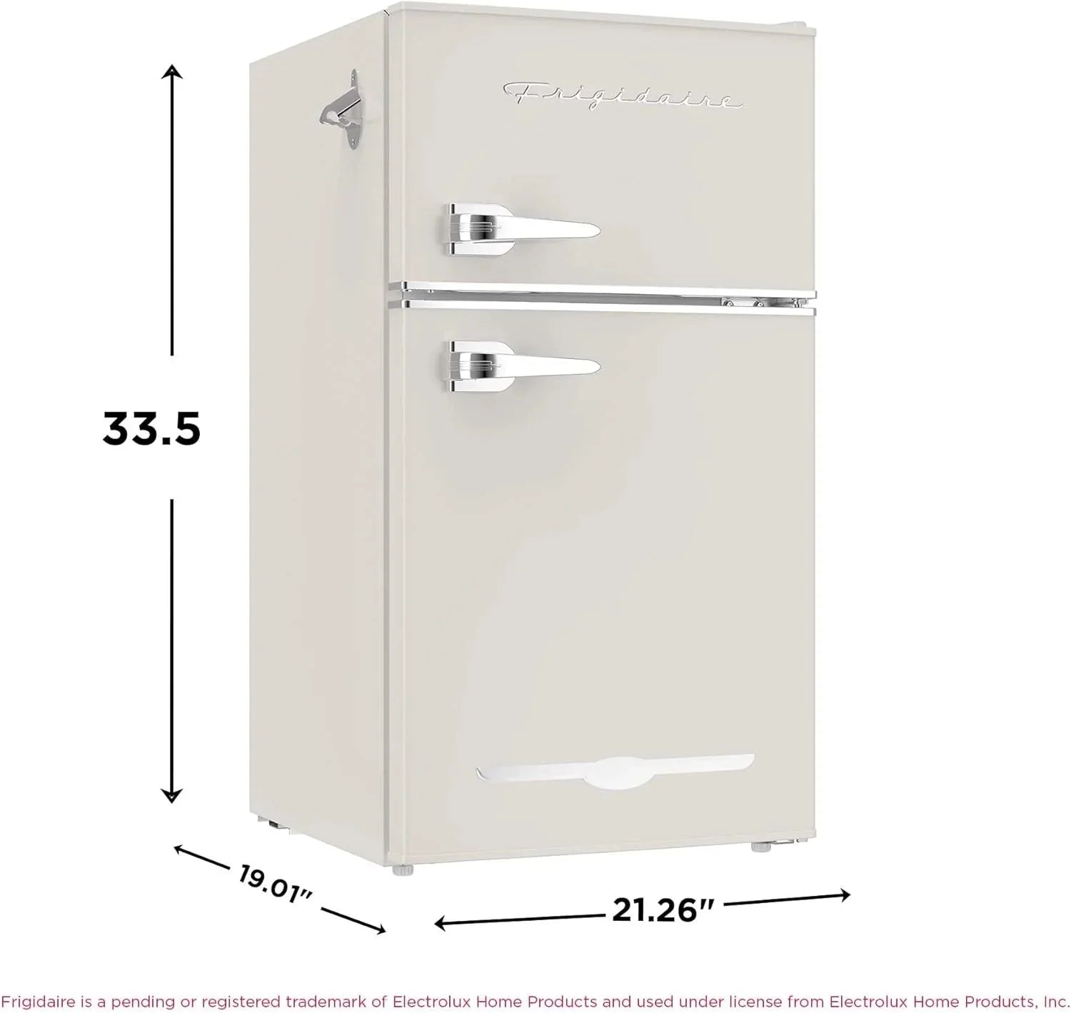 Frigidaire Retro Mini Fridge with Freezer  Side Bottle Opener-Small 2 Door Refrigerator for Office Bar or College Dorm Room-3.1 Cu Ft – 19”"D x 20.5" W x 33.5" H(Red/Double Door/Refrigerator)