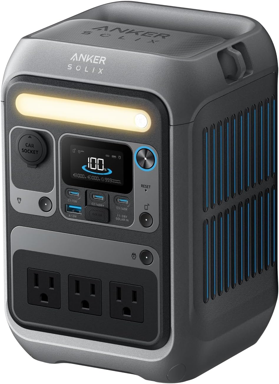 Anker Solar Generator SOLIX C300 with 60W Solar Panel, 288Wh Portable Power Station, 300W (600W Surge), LiFePO4 Battery, 140W Two-Way Fast Charging, for Outdoor Camping, Traveling, and Emergencies(Anker SOLIX C300+60W Solar Panel)