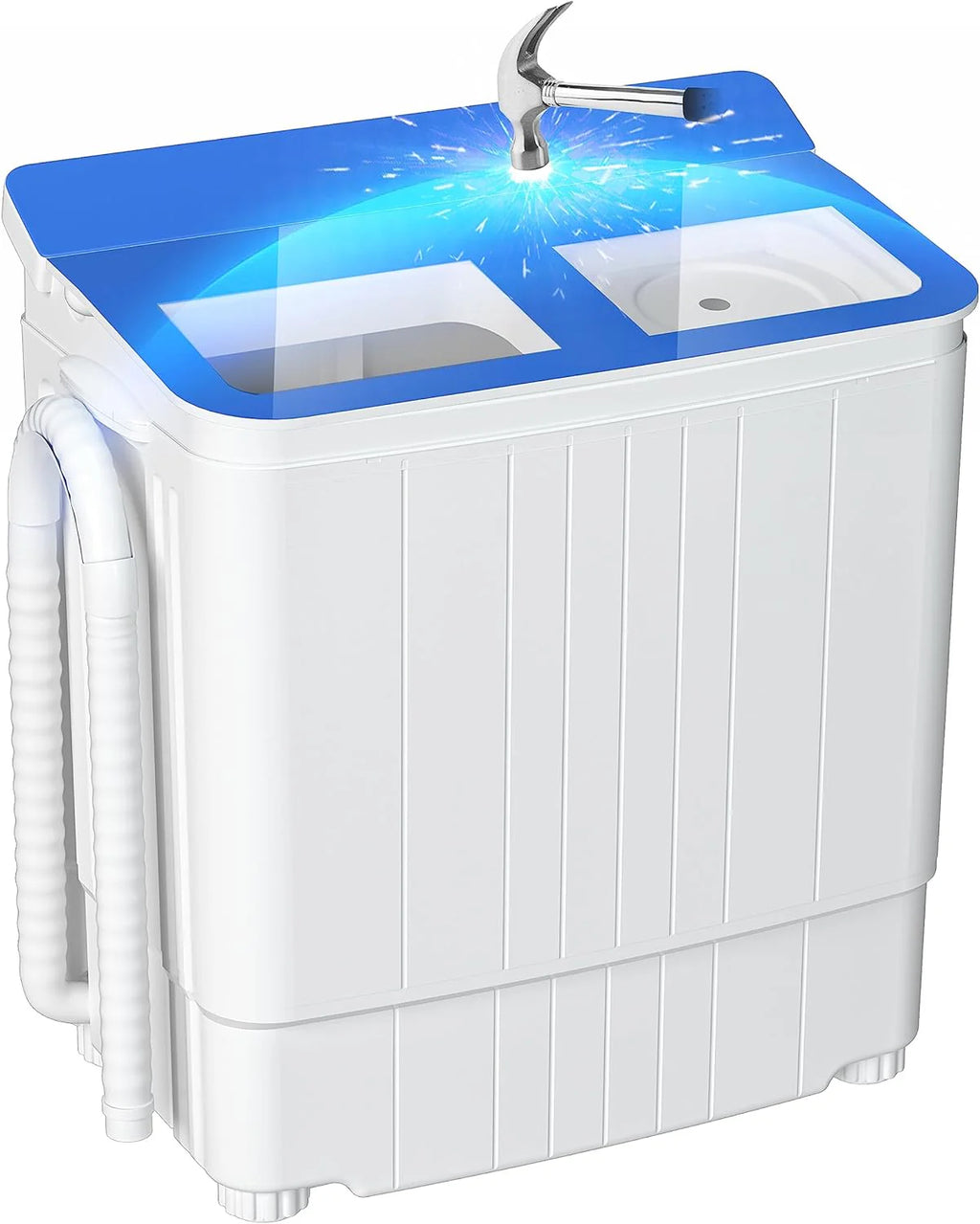 Portable Washing Machine - 14.5 lbs Mini Twin Tub Washer  Spin Dryer for Apartments, Dorms, RVs, Camping - Gray/Blue