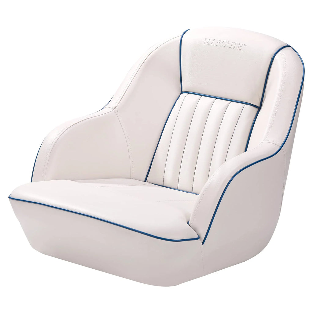 Pontoon Boat Seat, Captains Bucket Boat Seat, Back Folding Boat, Boat Cabin Seating  White  Blue
