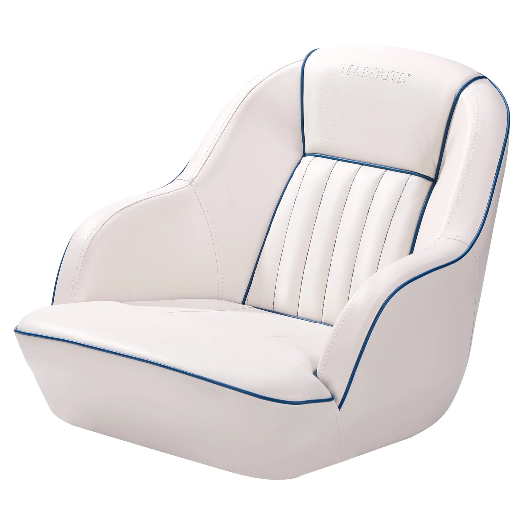 Pontoon Boat Seat, Captains Bucket Boat Seat, Back Folding Boat, Boat Cabin Seating  White  Blue