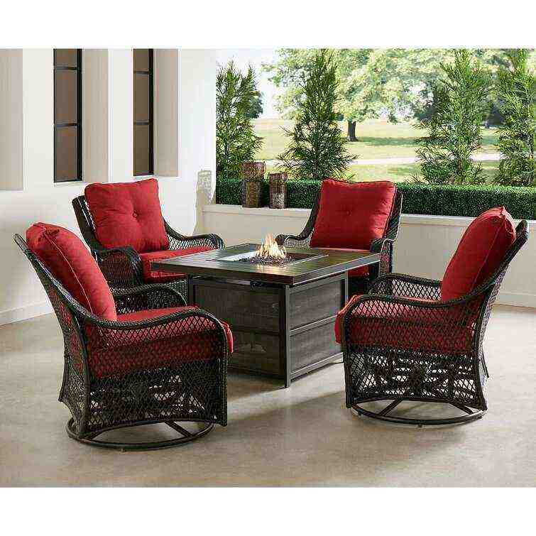 Orleans 5-Piece Steel Patio Fire Pit Conversation Set with Navy Blue C - Bed Bath  Beyond(Red)