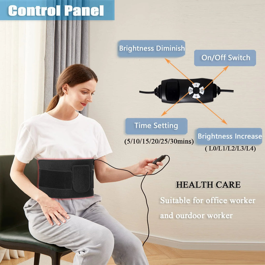 Infrared Red Light Therapy Belt Device for Body Pain Waist, Wearable Device Deep Therapy wrap with Timer for Women Best Gift