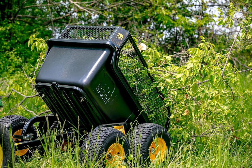 Heavy Duty Tandem Axle Cubic Foot ATV UTV Lawn Mower Trailer TA1200 and Wide Track Rubber Wheels Hauling Outdoor-Black, 1200 lbs. -15 cu.ft(1500 lbs. - 22 cu.ft./Tandem Axle)