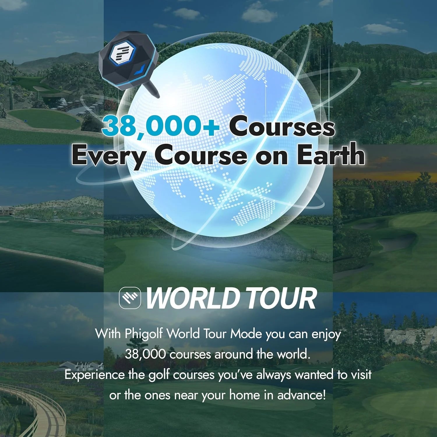 Home Golf Game Simulator: Enjoy Interactive Golf with Motion Sensor  Swing Stick for Indoor  Outdoor Fun  38,000+ Courses Worldwide, Compatible with Android, iOS, App  E6 Connect(Phigolf1_Updated)