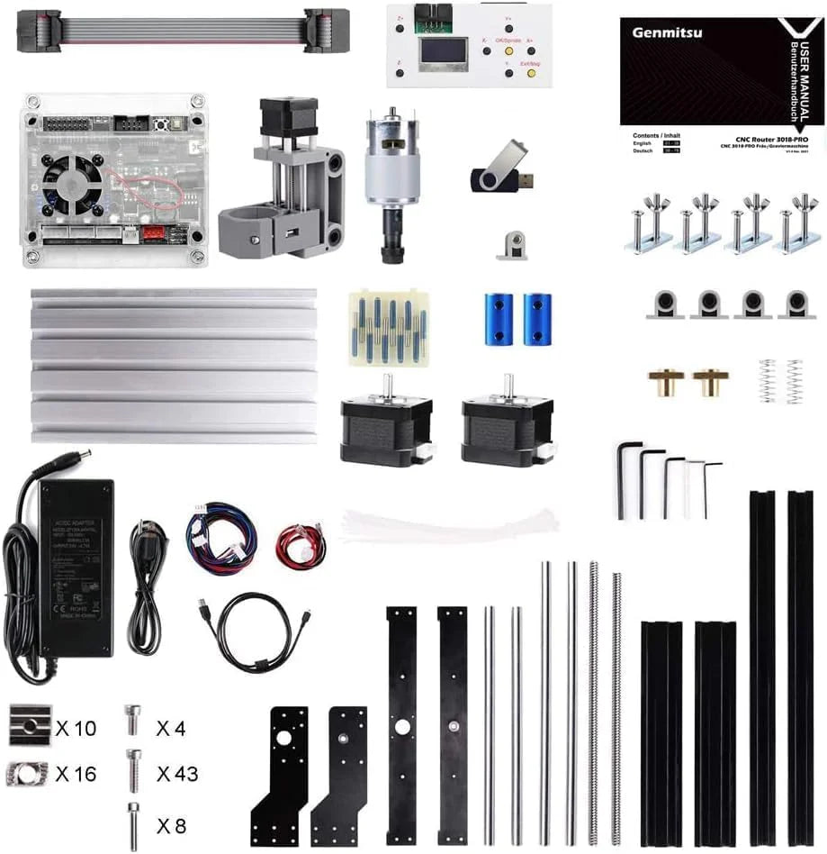 Router Kit GRBL Control 3 Axis Plastic Acrylic PCB PVC Wood Carving Milling Engraving Machine with Offline Controller, XYZ Working Area 300 x 180 x 45mm(3020-PRO MAX)