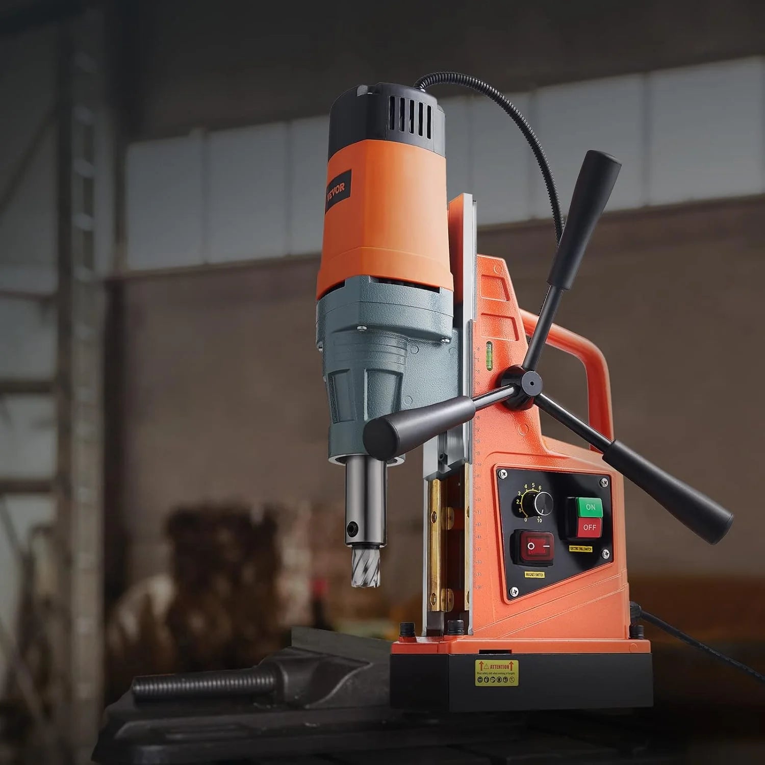 Mag Drill Press, 1550W 2" Boring Diameter, 2922lbf Power Magnetic Drill, 500 PRM, 10-Speed, Electric Drilling Machine for Metal Surface, Industrial and Home Improvement(W/ 2'')