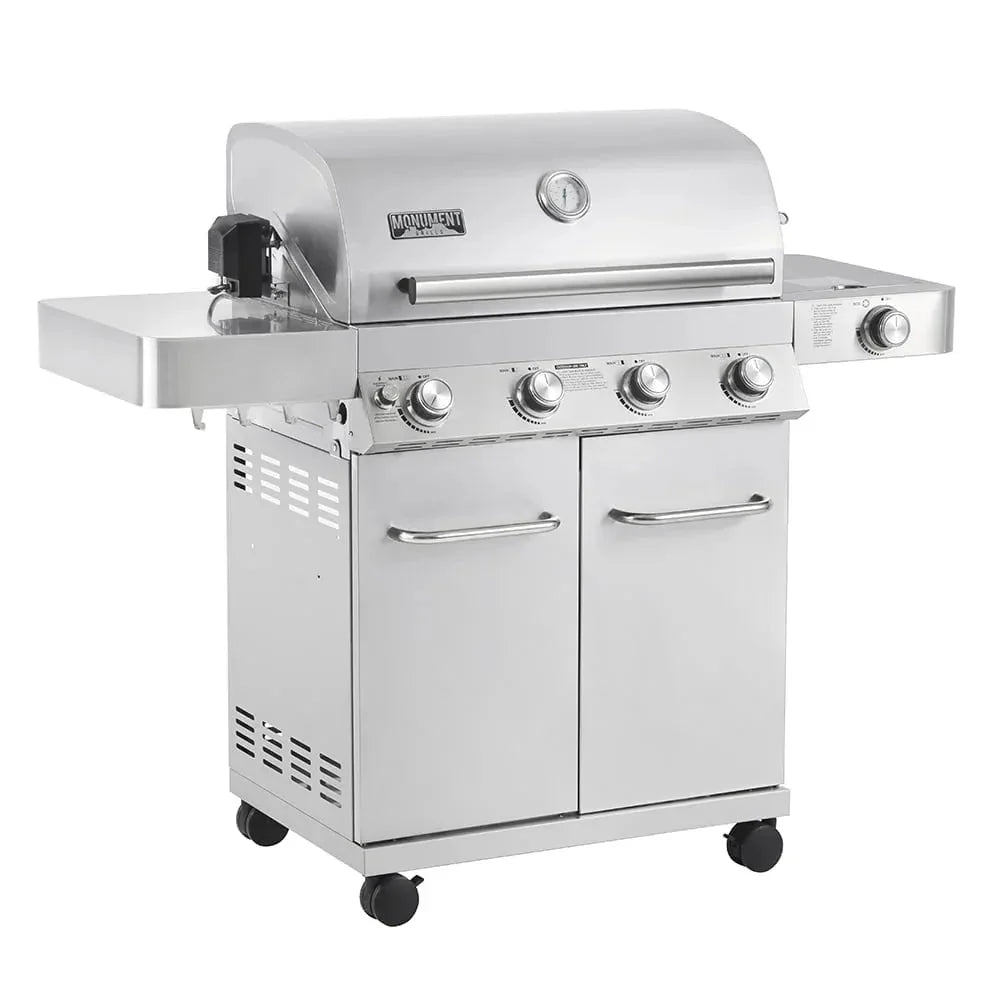 Monument Grills 17842 Stainless Steel 4 Burner Propane Gas Grill with Rotisserie