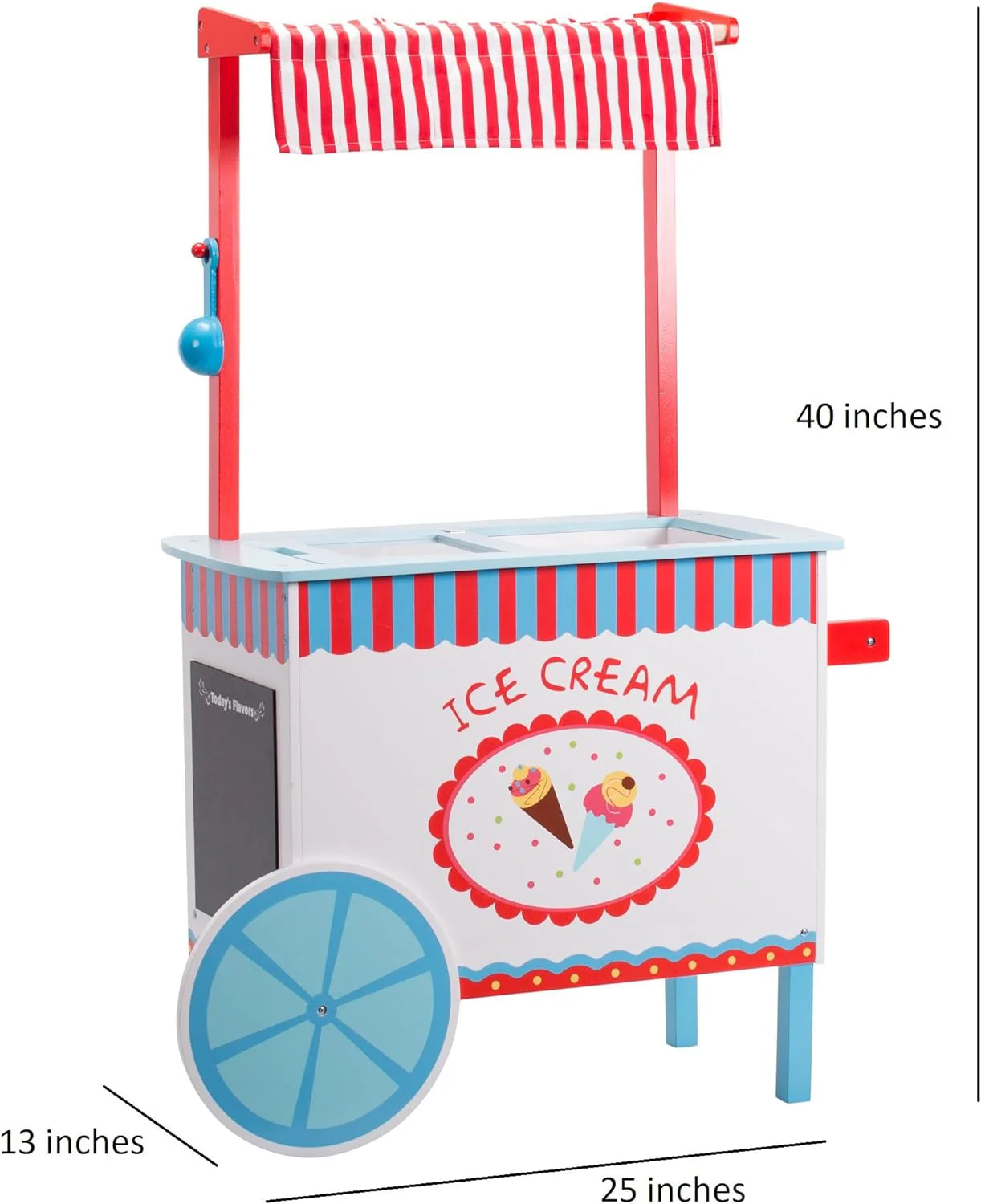 Ice Cream Truck Pretend Play Stand for Kids - High Quality Wooden 33+ Piece Realistic Wooden Toy Set