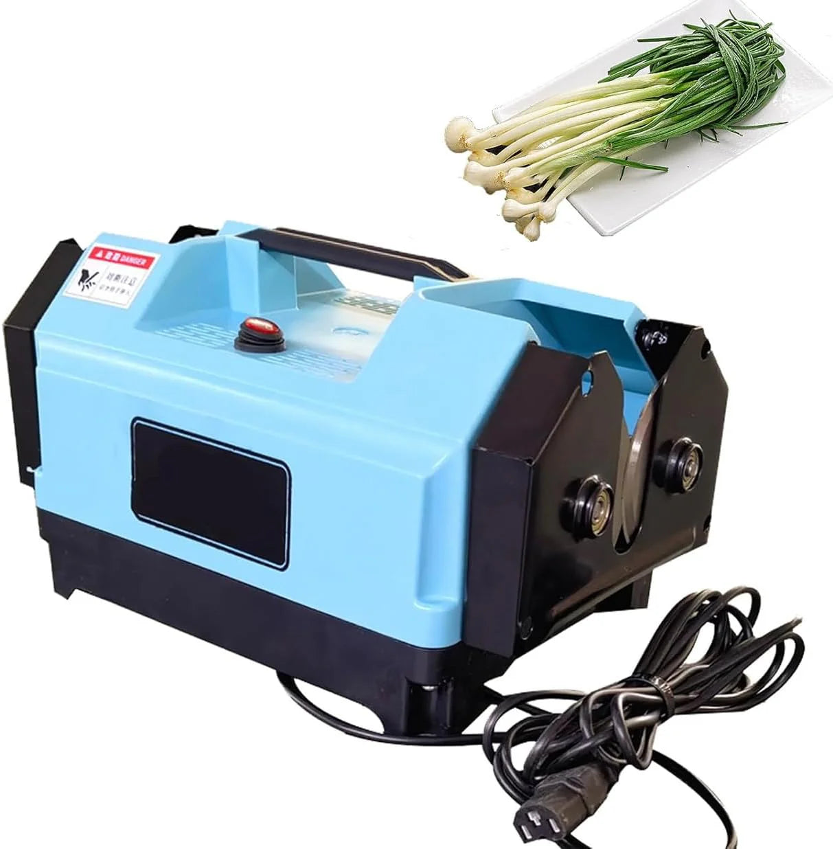 Electric Double Head Garlic Root Cutter Top Tails Remover Machine Blue(Blue)