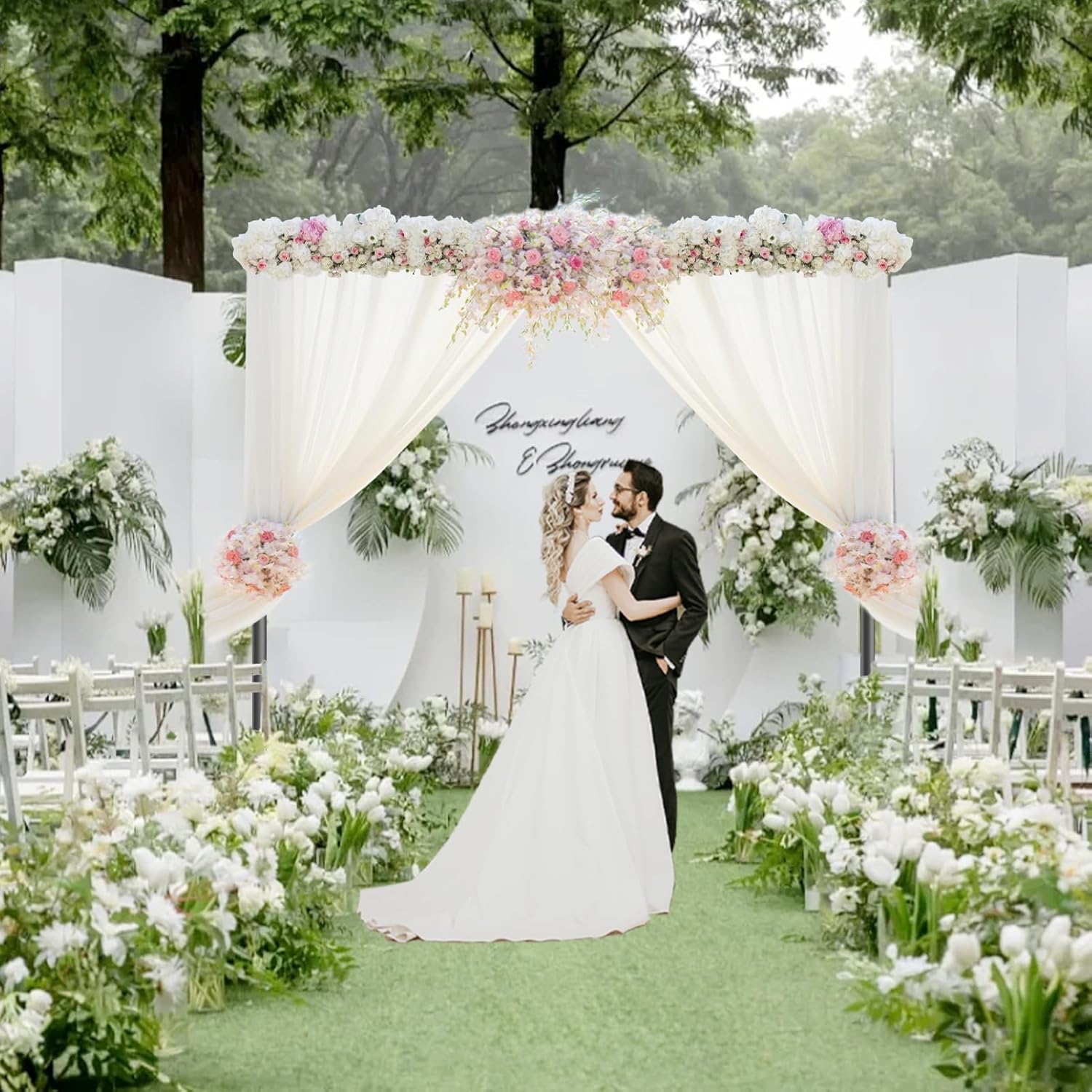 10x10ft Heavy Duty Adjustable Metal Backdrop Stand Kit for Wedding Party Photography(10x10ft/Silver)