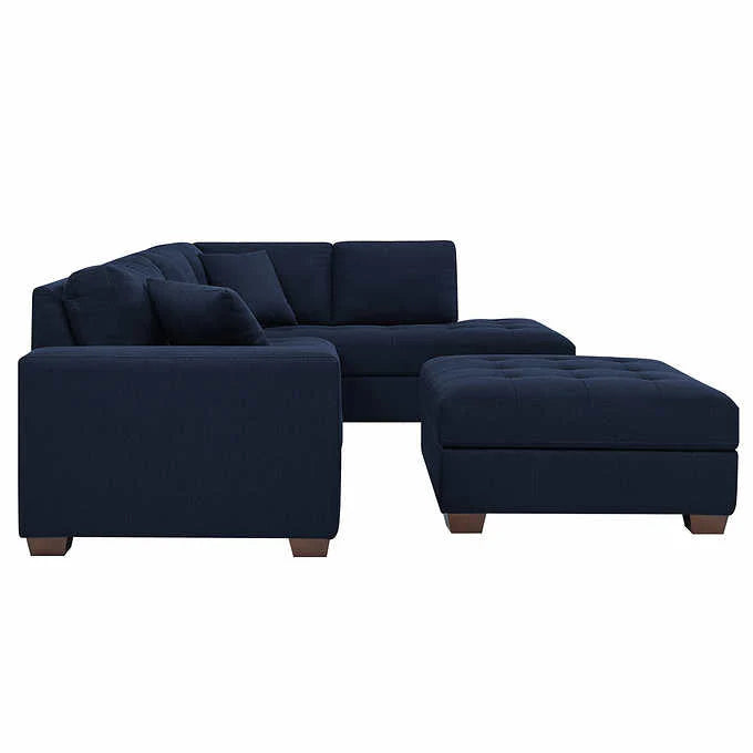 Thomasville Miles Fabric Sectional with Storage Ottoman(Blue)
