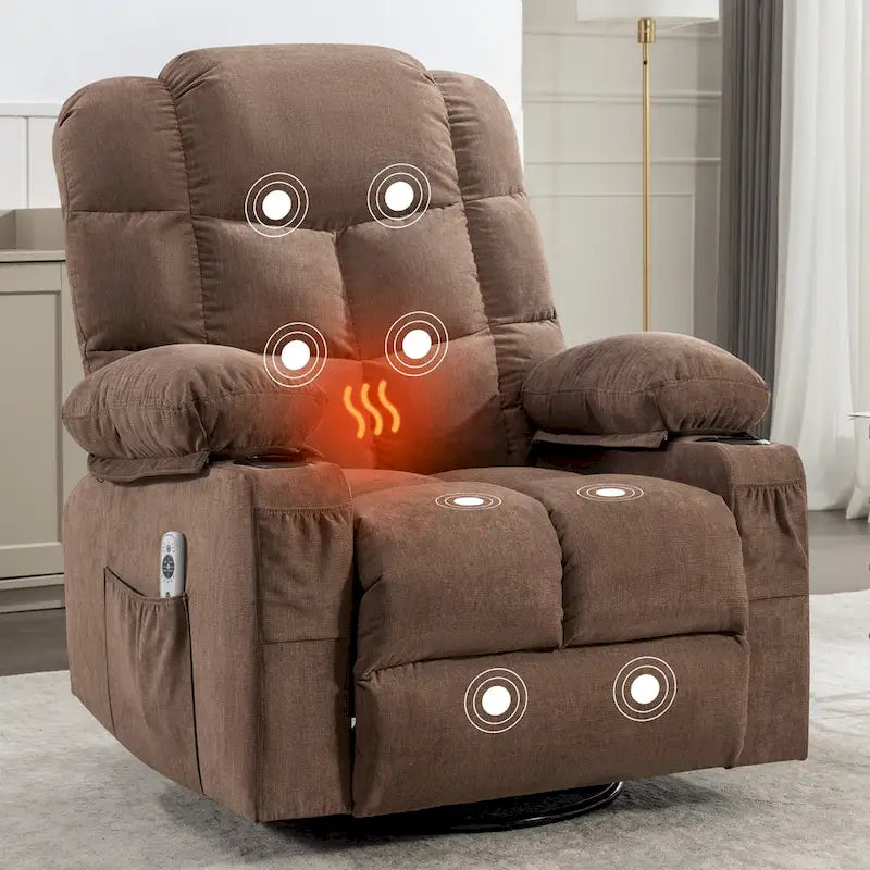 Massage Rocker Recliner Chair Rocking Chairs for Adults Oversized with 2 Cup Holders, USB Charge Port Soft Features a Manual Mas(N/A)