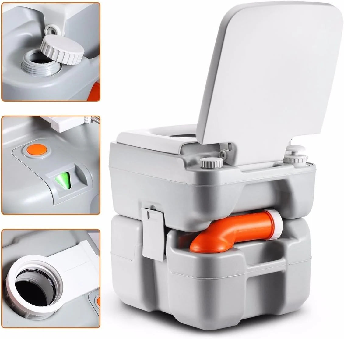 Portable Toilet with Carry Bag – Indoor Outdoor Toilet with CHH Piston Pump  Level Indicator – 5.3 Gallon Large Waste Tank – 100-120 Flushes for RV, Camping, Hiking  Boating, SLCATL320(37cm x 41cm x 35cm/Gray/Portable Toilet)