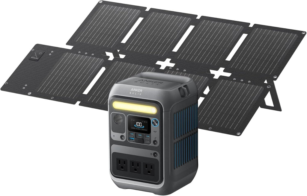 Anker Solar Generator SOLIX C300 with 60W Solar Panel, 288Wh Portable Power Station, 300W (600W Surge), LiFePO4 Battery, 140W Two-Way Fast Charging, for Outdoor Camping, Traveling, and Emergencies(Anker SOLIX C300+60W Solar Panel)