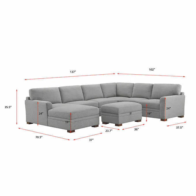 Thomasville Langdon Fabric Sectional with Storage Ottoman