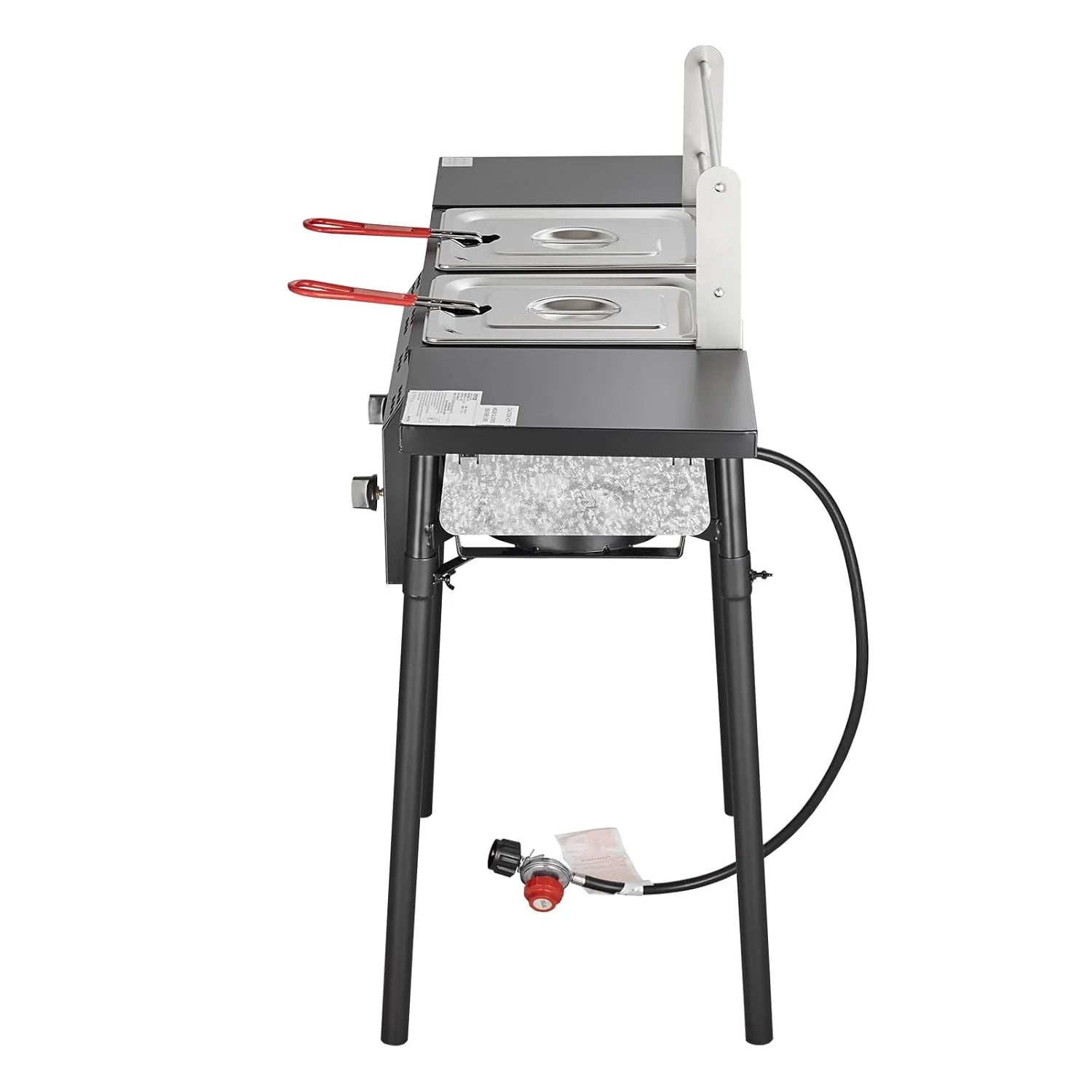 Outdoor Dual Burner Propane Fryer, 16-Gallon Stainless Steel with Basket  Thermometer