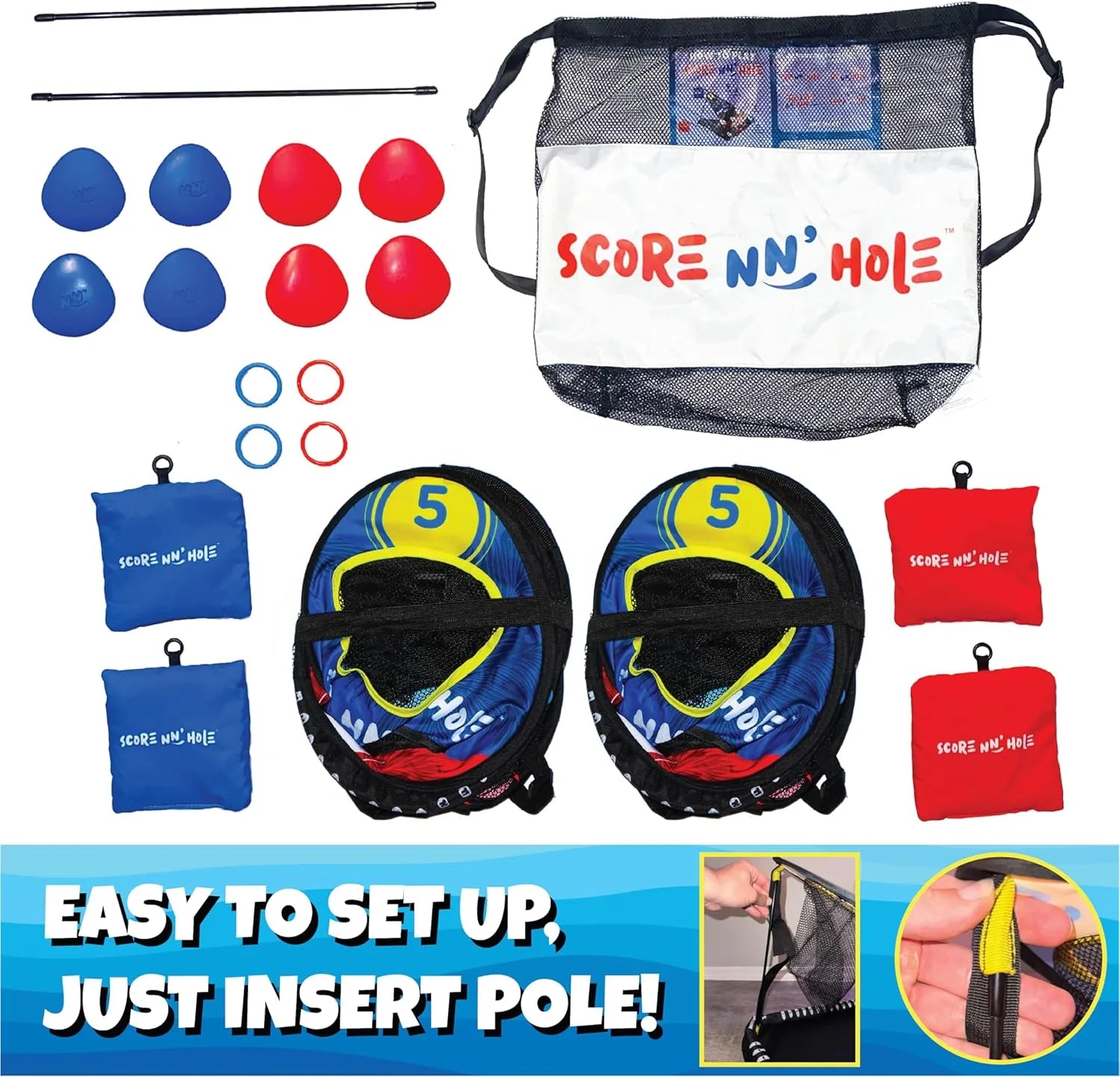 SKIP NN' HOLE Fun Pool Game for Adults and Family | Stonne Skipping Meets Swimming Pool Cornhole Game Floating | Fun For All Ages, Easy Setup, Well Made | Portable Water and Lake Toy |