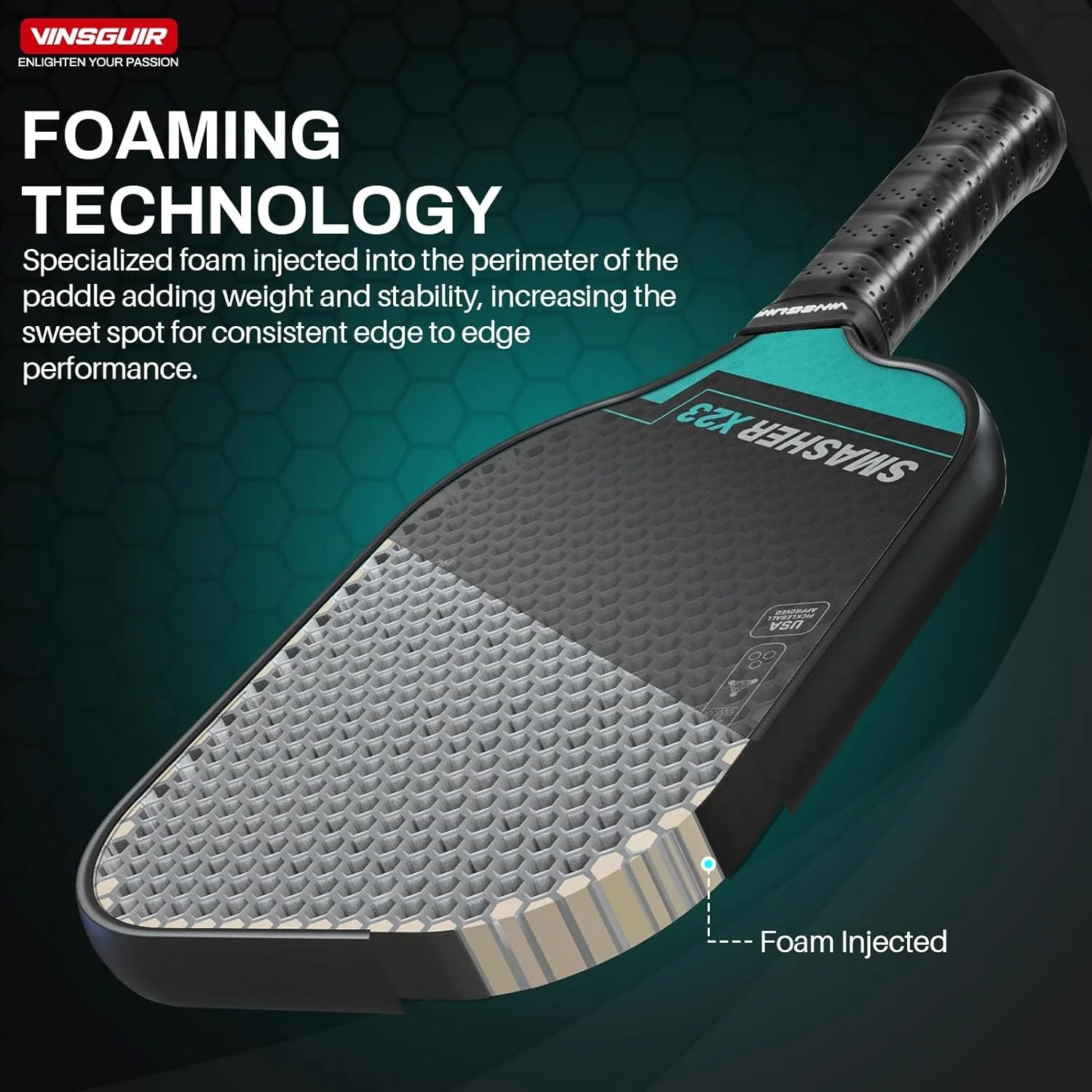 Pickleball Paddle, 16MM Carbon Fiber Pickleball Paddle with Longer Handle, Elongated Paddle with SpinFlex Surface, Power, Hybrid  Control Paddles for Advancer  Professional(T300- 16MM-CFS-High Grit  Spin)