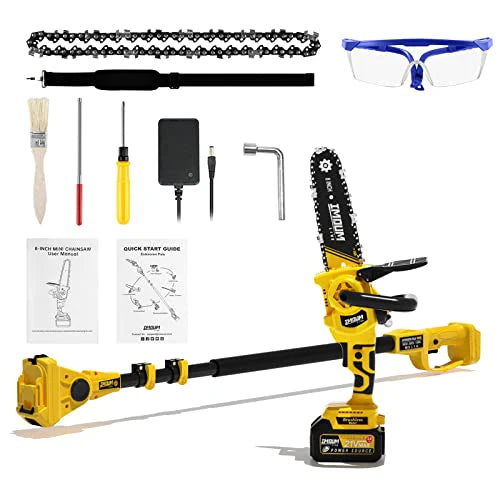 2-in-1 Brushless Pole Saw  Mini Chainsaw, IMOUMLIVE 8" Cutting Cordless Power Pole Saw for Wood Cutting, Trimming