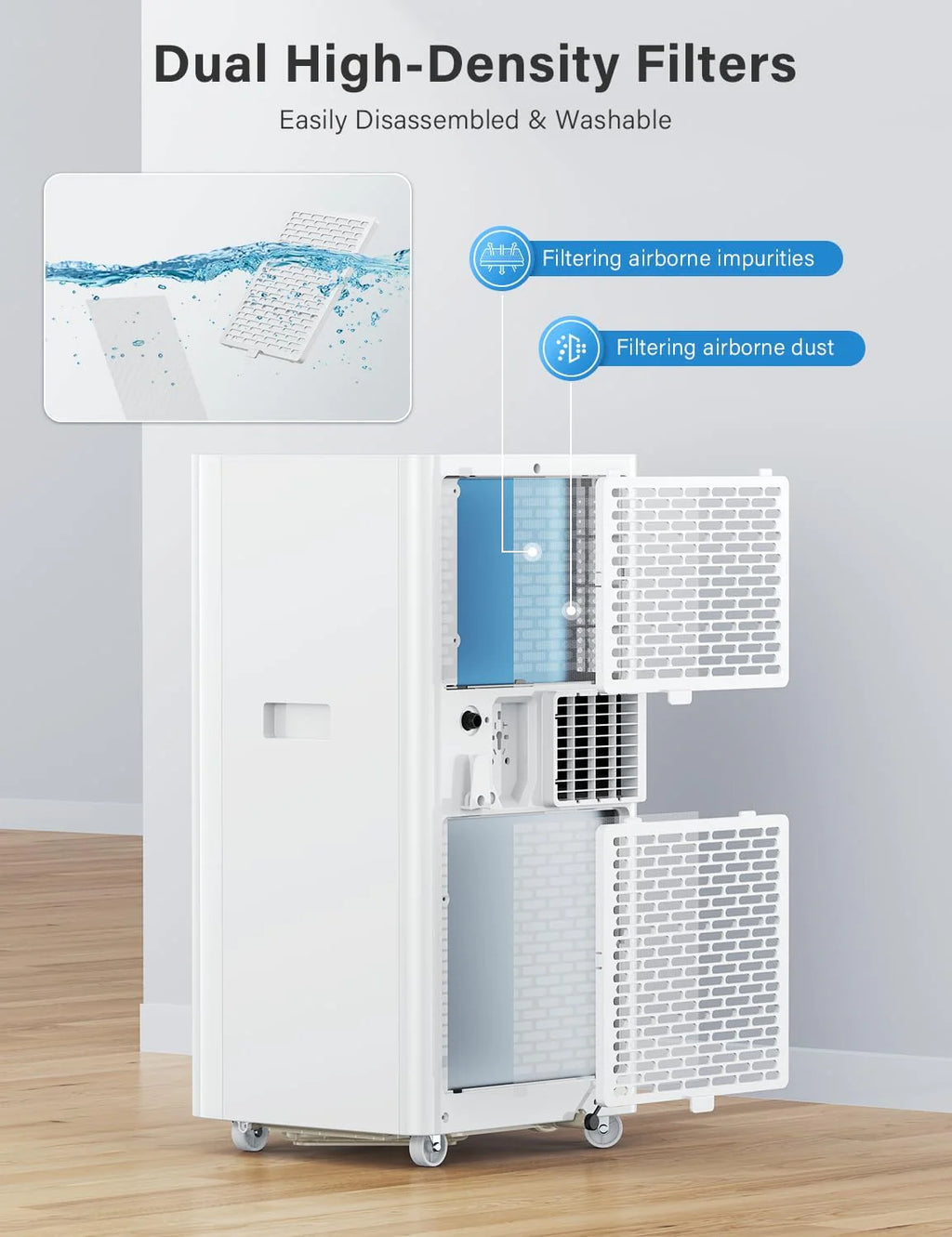 12000 BTU Portable Air Conditioners, AC Unit for Bedroom with 4 Modes Cooling/Dehumidifier/Fan  Sleep, Up to 400 Sq.Ft, 45db Quiet, 24H Timer  Remote, Standing Air Conditioner for Rooms Office Home