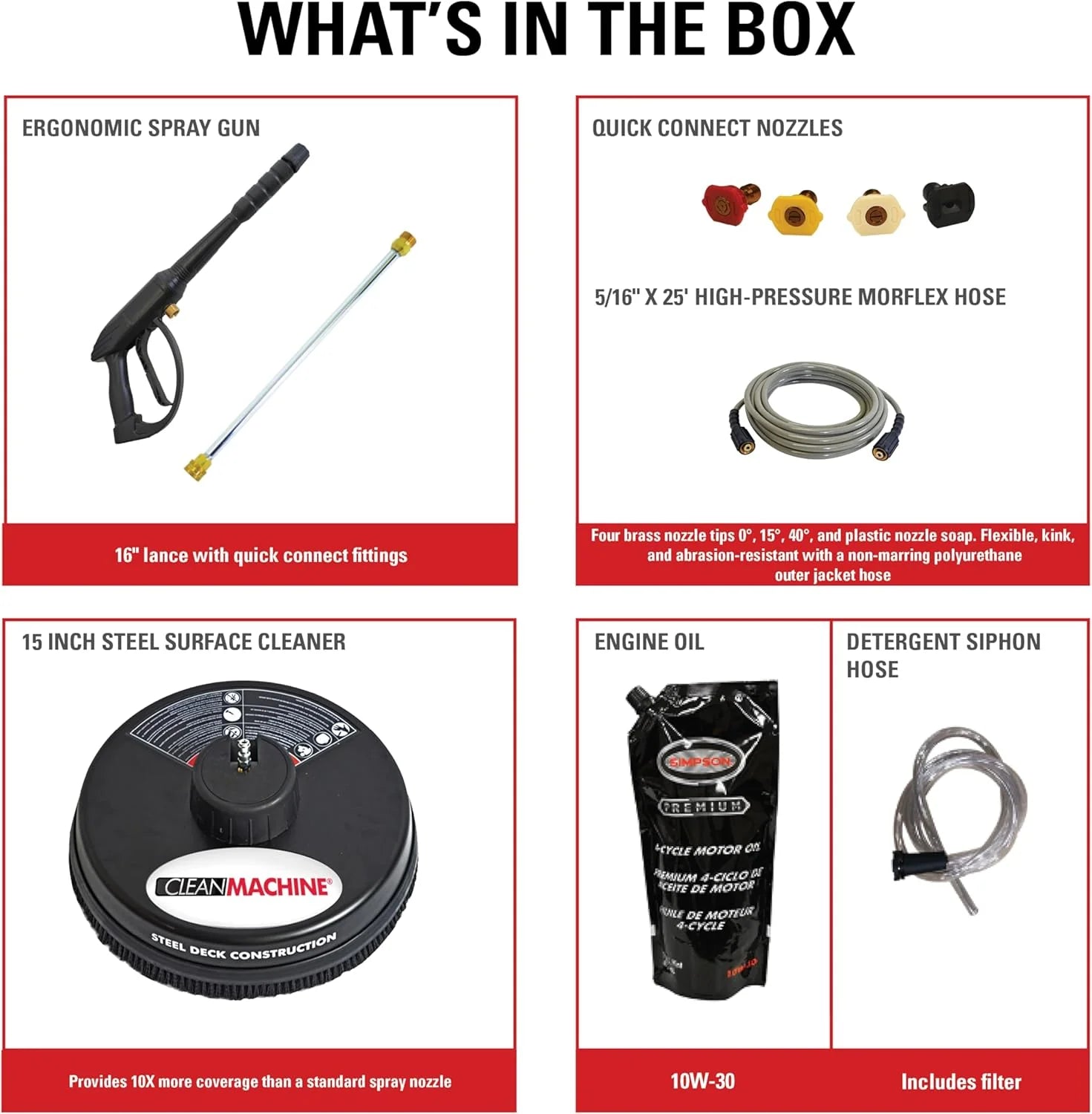 Cleaning CM61083 Clean Machine 3400 PSI Gas Pressure Washer, 2.5 GPM, CRX Engine, Includes Spray Gun and Wand, 4 QC Nozzle Tips, 5/16-in. x 25-ft. MorFlex Hose.(3500 PSI Kohler SH270)