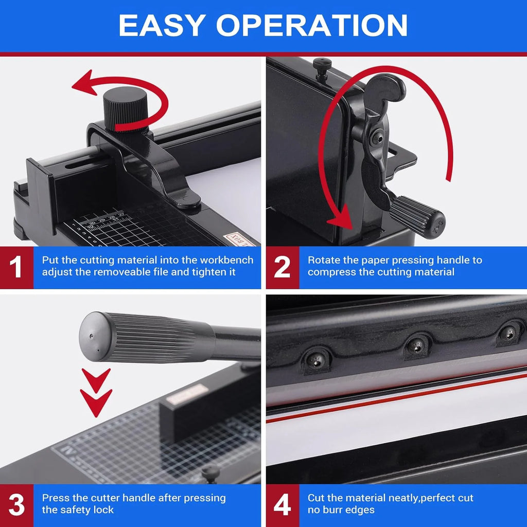 Heavy Duty Paper Cutter,12 inch Guillotine Paper Cutter,Guillotine Paper Cutters and Trimmers Cards Leather with Metal Base for Office Home School (Black, a4)(a4/Black)