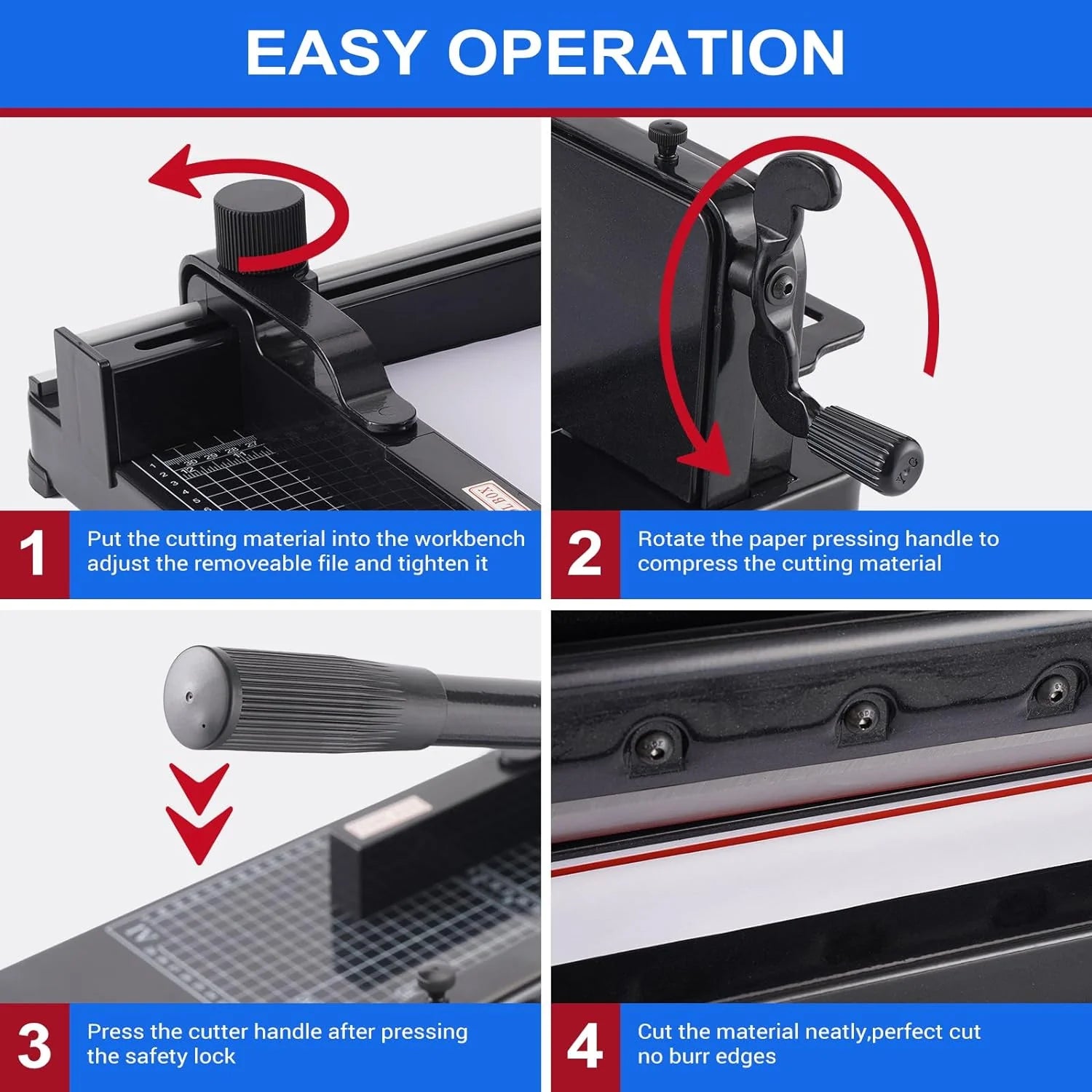 Heavy Duty Paper Cutter,12 inch Guillotine Paper Cutter,Guillotine Paper Cutters and Trimmers Cards Leather with Metal Base for Office Home School (Black, a4)(a4/Black)