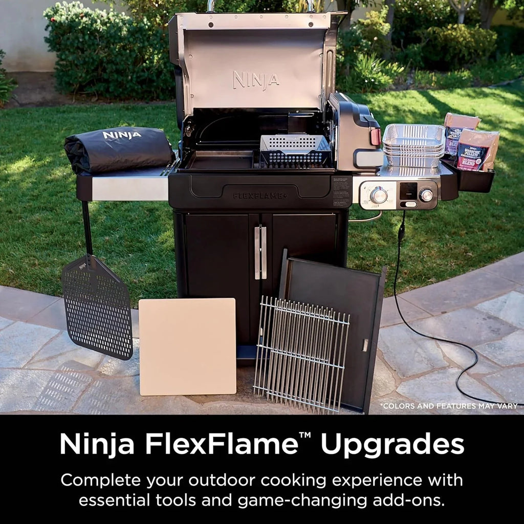 Ninja FlexFlame, Grill and Smoker, Electric and Propane Grill, Roaster, BBQ Grill, 5-in-1 Cooking System, 3 Burner, Digital Control, Outdoor Cooking, Griddle, Pizza Maker, Stainless Steel, PG301(PG301)