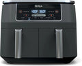 10Gal 6-in-1 Dual-Zone Smart Air Fryer Oven, 25Gal Independent Baskets, Smart Cooking Thermometer, Sync Cook, Air Fry/Bake/Roast/Dehydrate/Heat/Reheat, Gray(8 Quart)