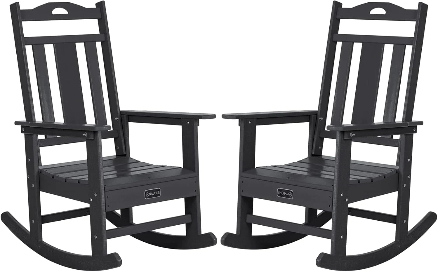 Outdoor Rocking Chairs Set of 2, HDPE All Weather Resistant Rocking Chair for Porch, Oversized Patio Rocker Chair for Adult, Outdoor Rockers for Garden Lawn