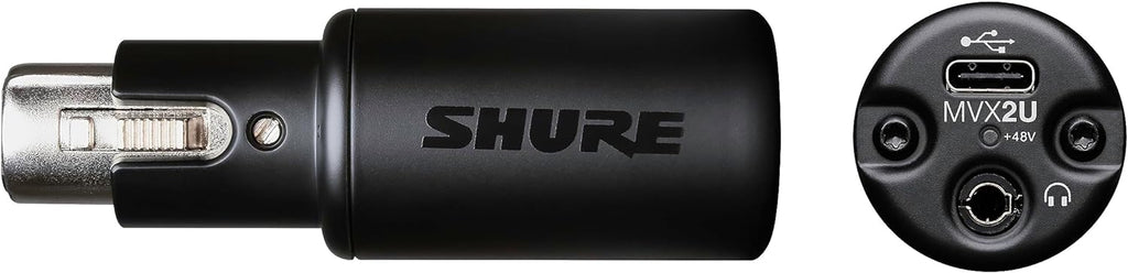 Digital Interface with Headphone Jack, Integrated Pre-amp with 60dB Gain Control, Zero-Latency Monitoring, 48V Phantom Power, ShurePlus Desktop App, 1m USB-C Cable