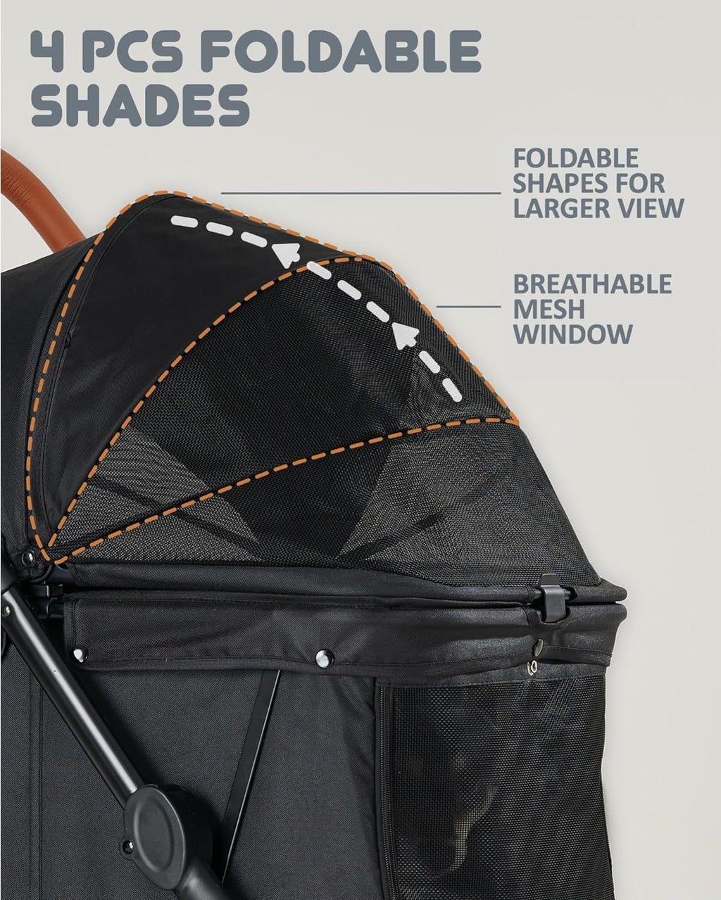 Medium Pet Stroller for Dogs Up to 66lbs, Adjustable Handle, 180 ? Canopy, 4 Wheels for Medium/Large Dogs and Cats, Waterproof Pad