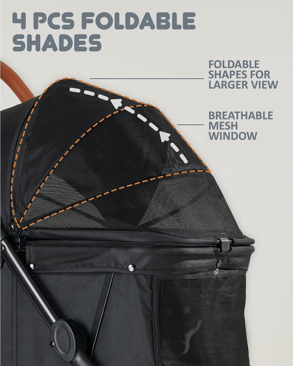 Medium Pet Stroller for Dogs Up to 66lbs, Adjustable Handle, 180 ? Canopy, 4 Wheels for Medium/Large Dogs and Cats, Waterproof Pad