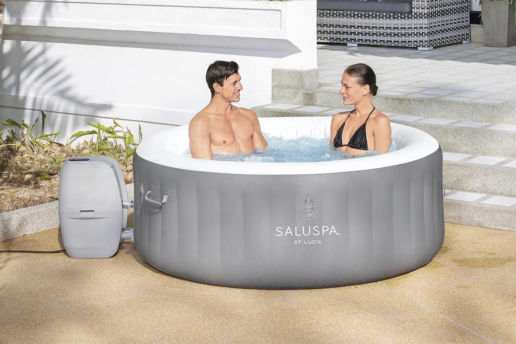 Inflatable Hot Tub Spa (71" x 26") | Portable Hot Tub with 2 Covers (1 Energy-Efficient Thermal Cover and 1 Standard Cover) | Fits Up to 2-4 Persons | Black(Dominica (EnergySense))