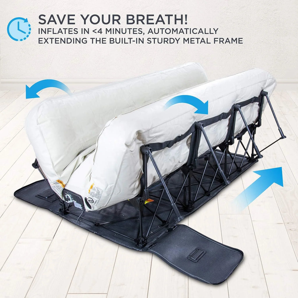 Ivation EZ-Bed (King) Air Mattress with Frame  Rolling Case, Self Inflatable, Blow Up Bed Auto Shut-Off, Comfortable Surface AirBed, Best for Guest, Travel, Vacation, Camping(Twin)