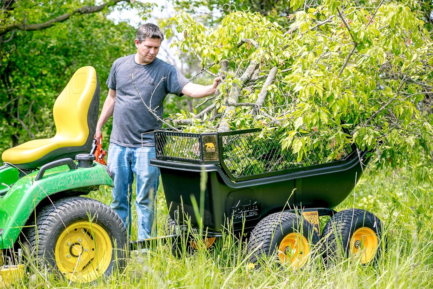 Heavy Duty Tandem Axle Cubic Foot ATV UTV Lawn Mower Trailer TA1200 and Wide Track Rubber Wheels Hauling Outdoor-Black, 1200 lbs. -15 cu.ft(1500 lbs. - 22 cu.ft./Tandem Axle)