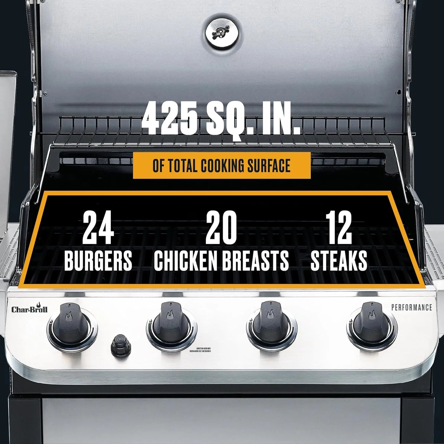 Performance Series Convective 4-Burner with Side Burner Cart Propane Gas Stainless Steel Grill - 463377319(Performance Series Convective 4-Burner with Side Burner Cart)