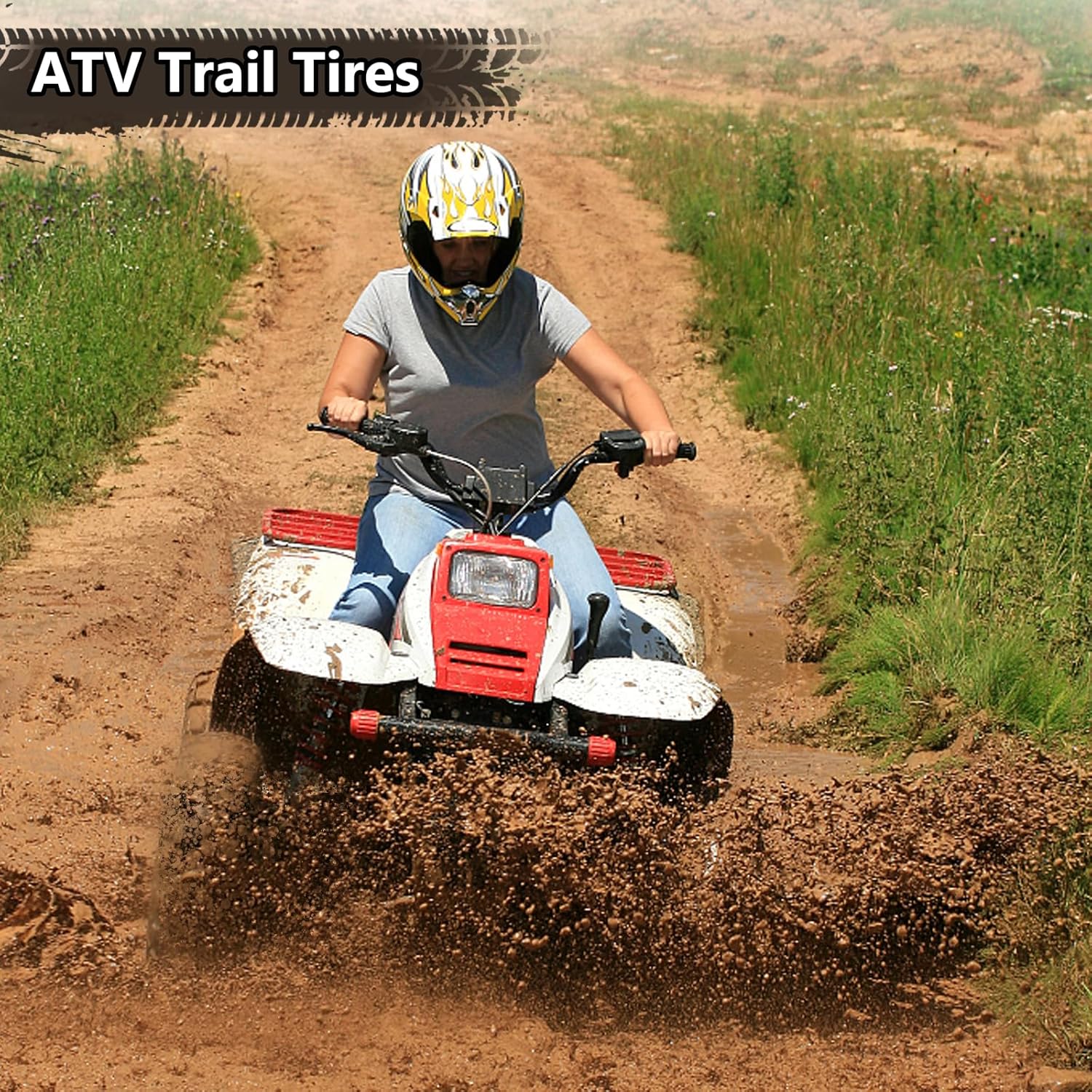 26x12x12 Atv Tires, Set of 2 Atv Tires 26x12-12 6PR, All Terrain Atv/Utv Off-Road Tires, Black(AT26x11-12-6PR)