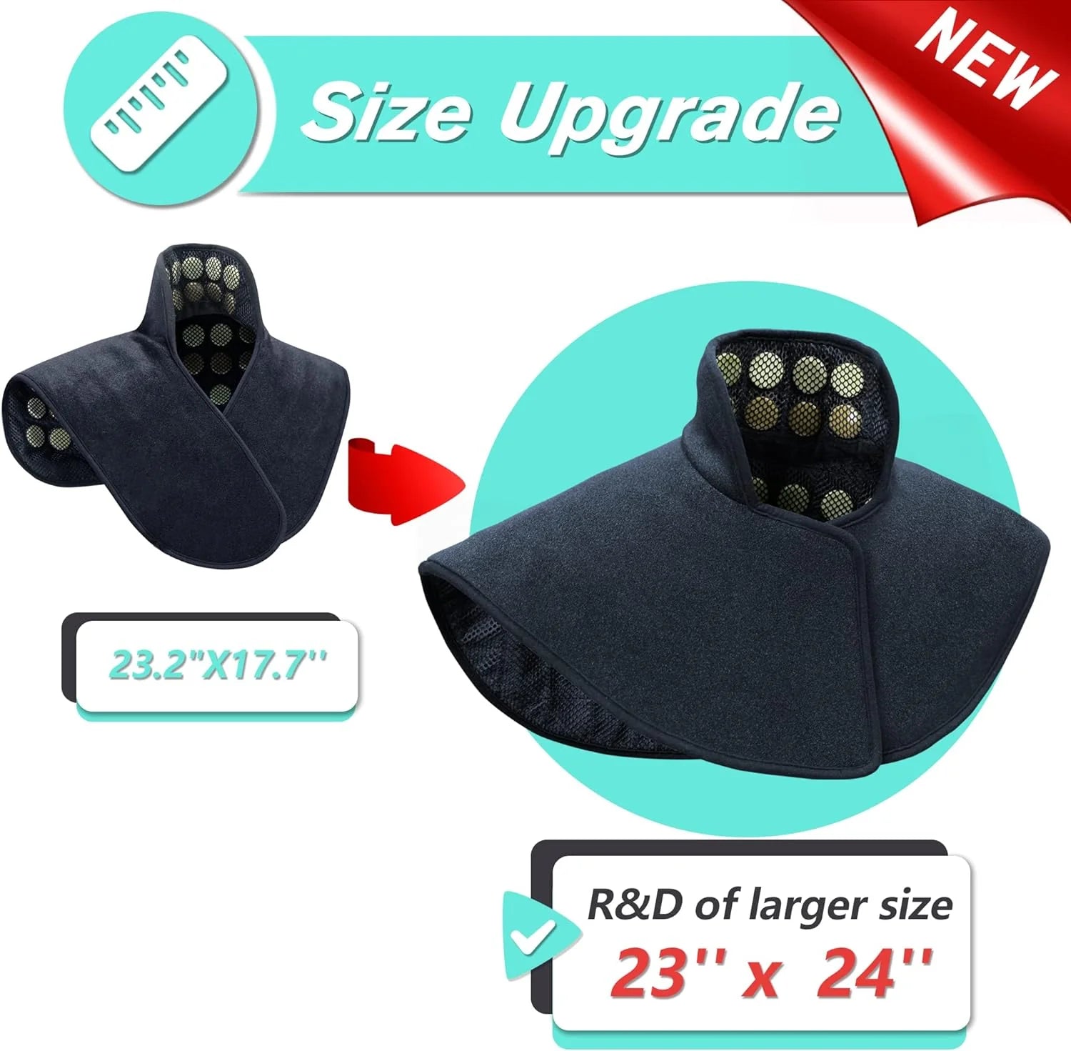 UTK Heating Pad for Neck and Shoulders,Natural Jade Tourmaline,Upgrade Size to Cover More Areas of Neck,Shoulder,Shoulder Blade and Back(23''x 24'')|Gift for Dad(23'' x 24'')