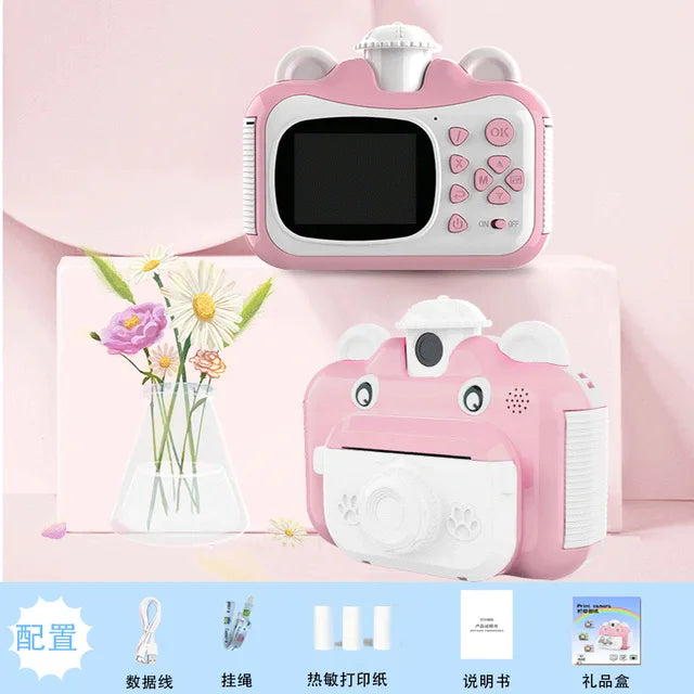 Children's Camera Instant Printing HD Camera Children's Printing Camera Thermal Instant Imaging Camera Birthday Gift(Sky blue)