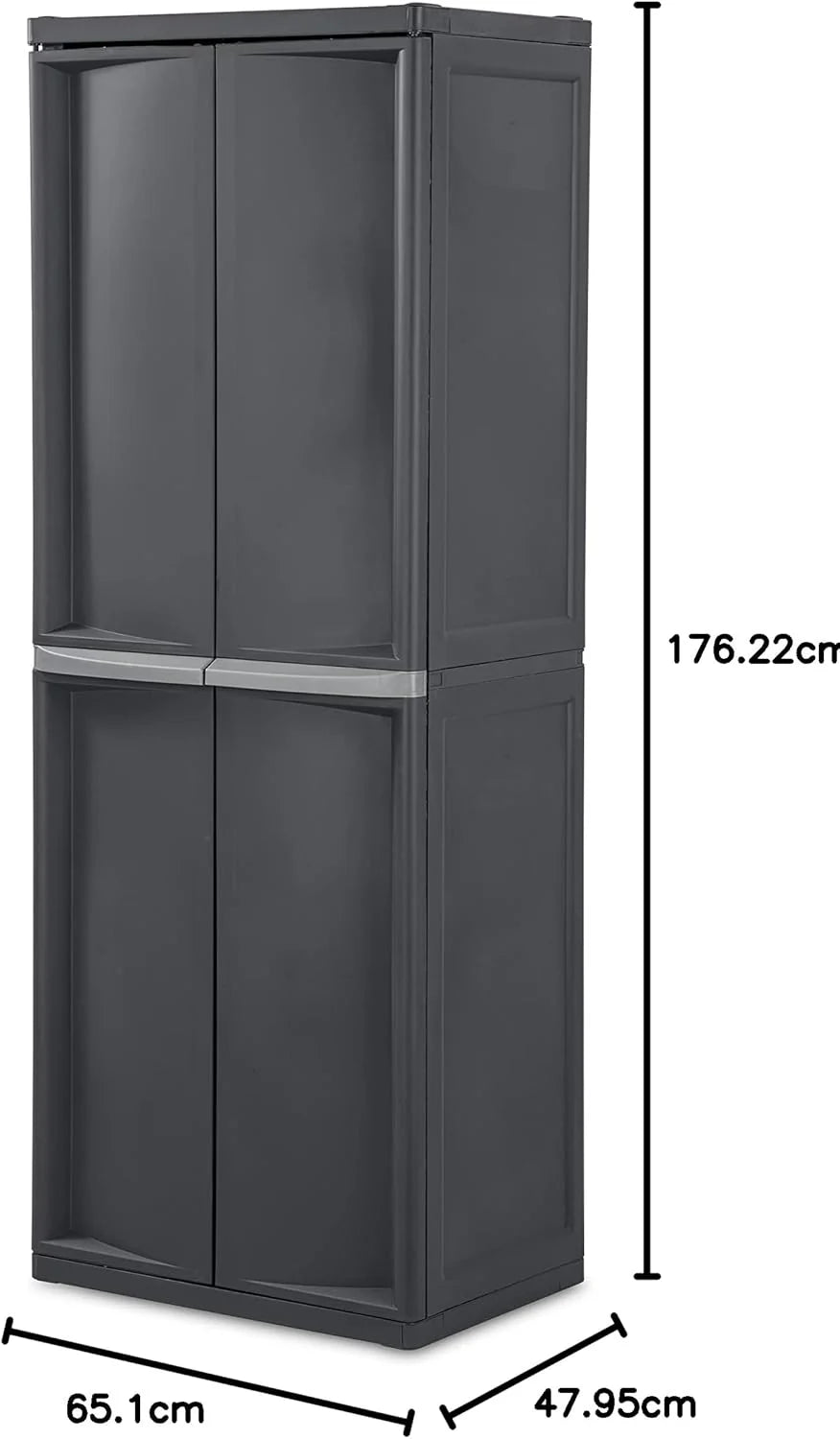 Storage Cabinet, Rugged Plastic Garage Organizer with Double Doors, 4 Adjustable Shelves, Gray(One Size/2 Pack)
