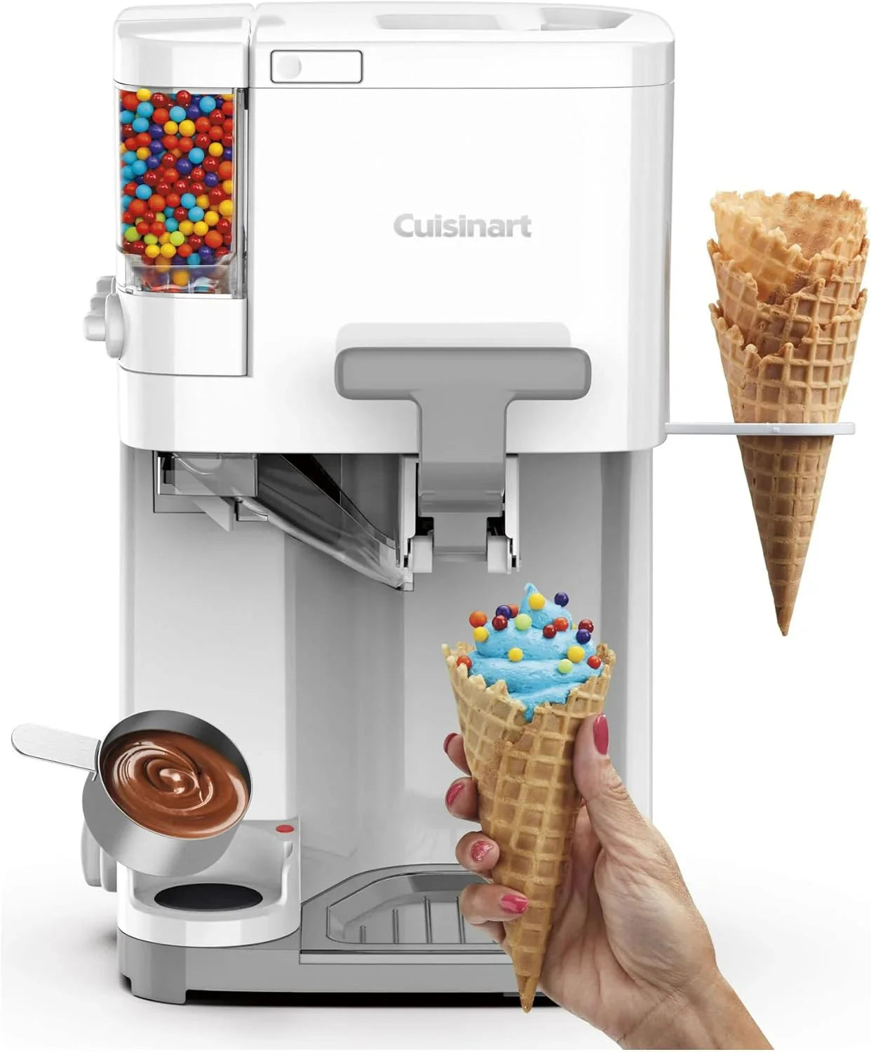 Cuisinart Soft Serve Ice Cream Machine- Mix It In Ice Cream Maker for Frozen Yogurt, Sorbet, Gelato, Drinks 1.5 Quart, White, ICE-48(Ice-Cream Maker/White)